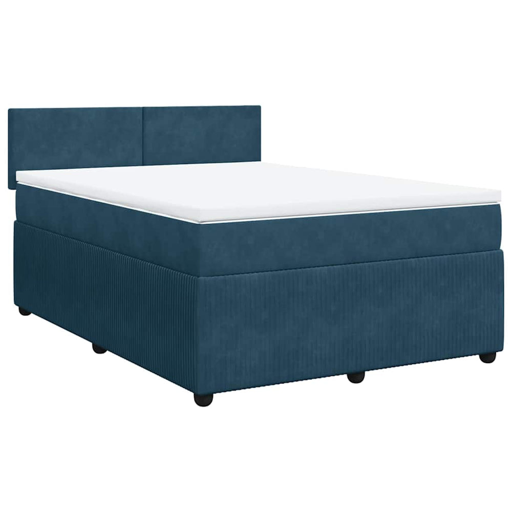 vidaXL Box Spring Bed with Mattress Blue 140x200 cm Velvet