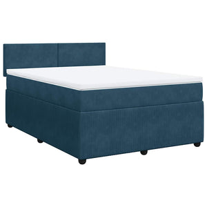 vidaXL Box Spring Bed with Mattress Blue 140x200 cm Velvet