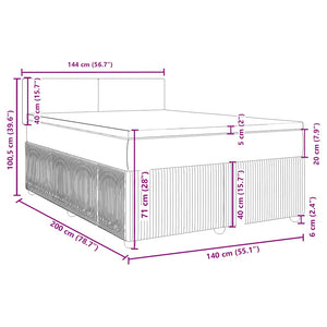 vidaXL Box Spring Bed with Mattress Blue 140x200 cm Velvet