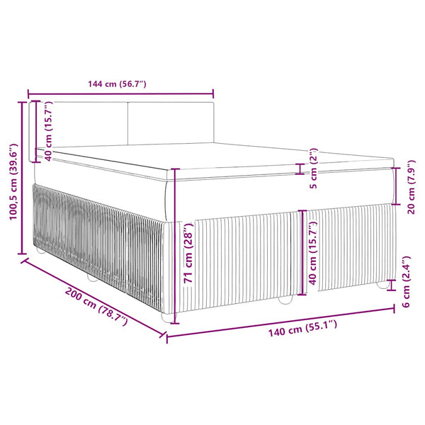 vidaXL Box Spring Bed with Mattress Blue 140x200 cm Velvet