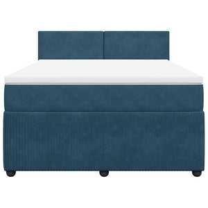 vidaXL Box Spring Bed with Mattress Blue 140x200 cm Velvet