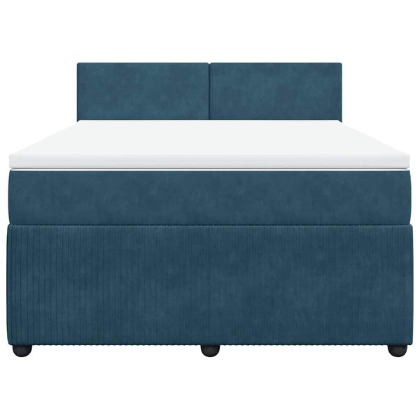 vidaXL Box Spring Bed with Mattress Blue 140x200 cm Velvet