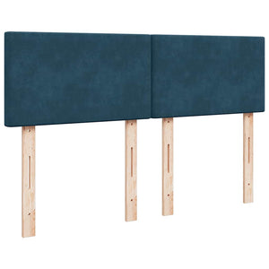 vidaXL Box Spring Bed with Mattress Blue 140x200 cm Velvet