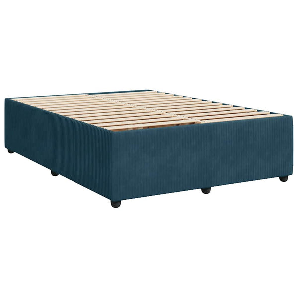 vidaXL Box Spring Bed with Mattress Blue 140x200 cm Velvet