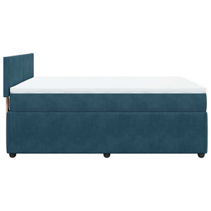 vidaXL Box Spring Bed with Mattress Blue 140x200 cm Velvet