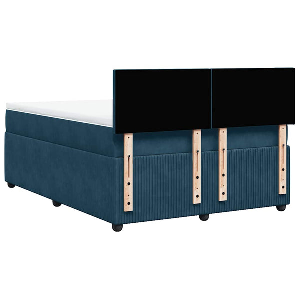 vidaXL Box Spring Bed with Mattress Blue 140x200 cm Velvet