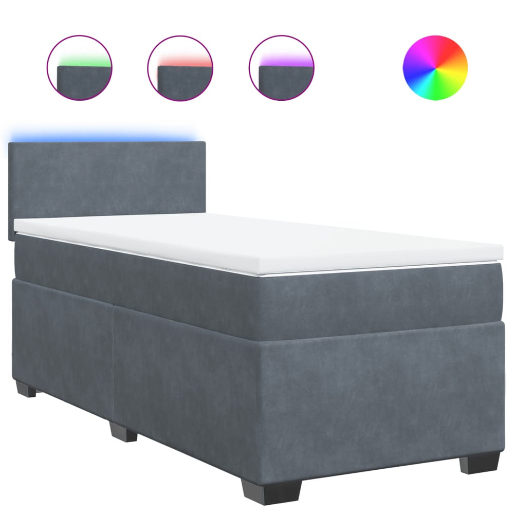 vidaXL Box Spring Bed with Mattress Dark Grey Velvet