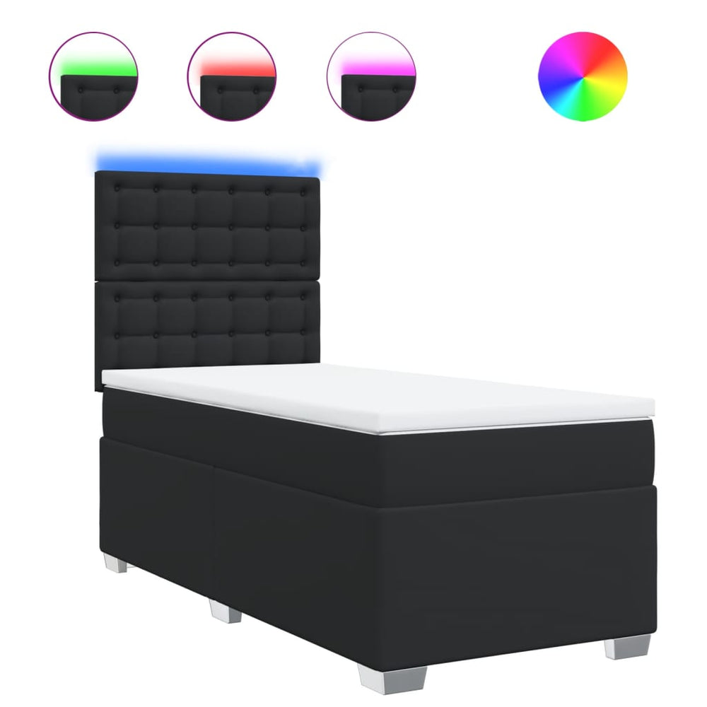 Boxspringbett mit Matratze Schwarz Kunstleder