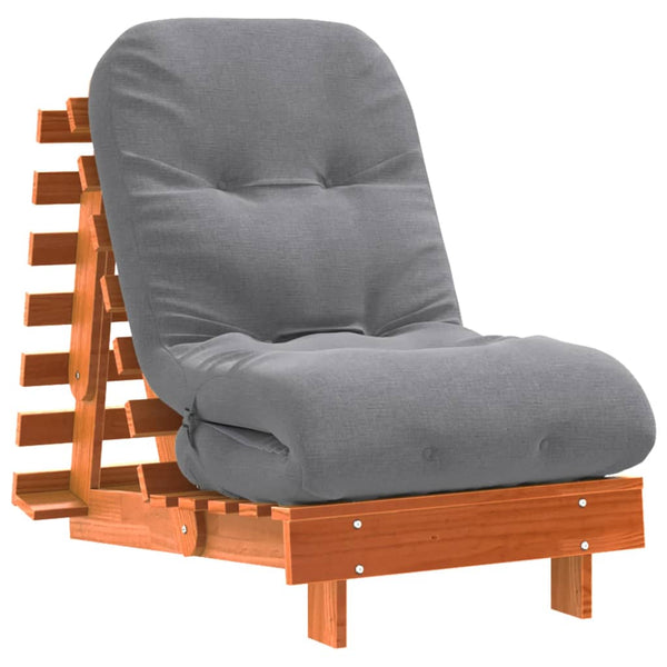 vidaXL Futon Sofa Bed with Mattress Brown 60x206x11 Solid Pine Wood