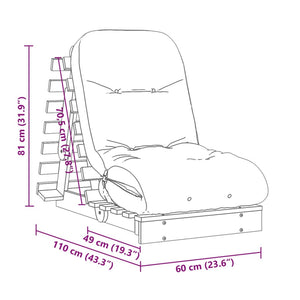 vidaXL Futon Sofa Bed with Mattress Brown 60x206x11 Solid Pine Wood