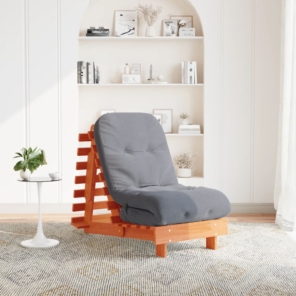 vidaXL Futon Sofa Bed with Mattress Brown 60x206x11 Solid Pine Wood