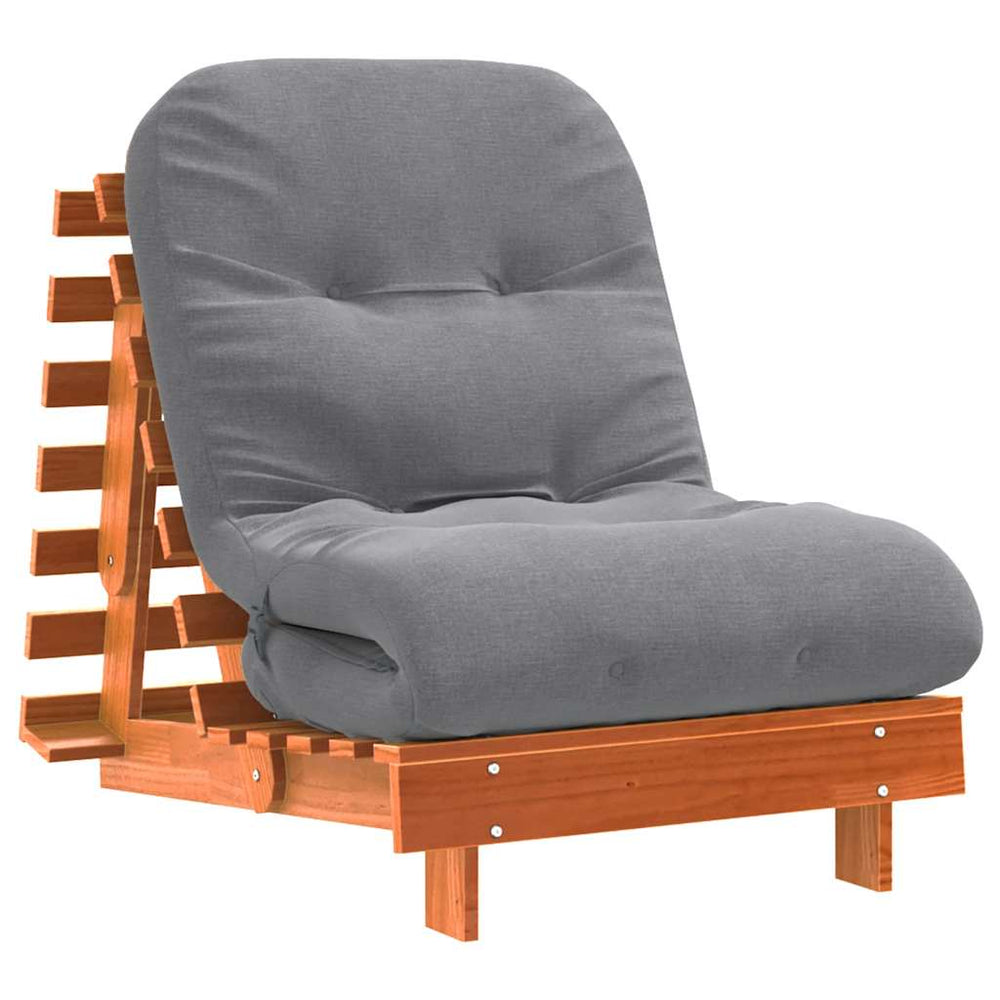 vidaXL Futon Sofa Bed with Mattress Brown 70x206x11 Solid Pine Wood
