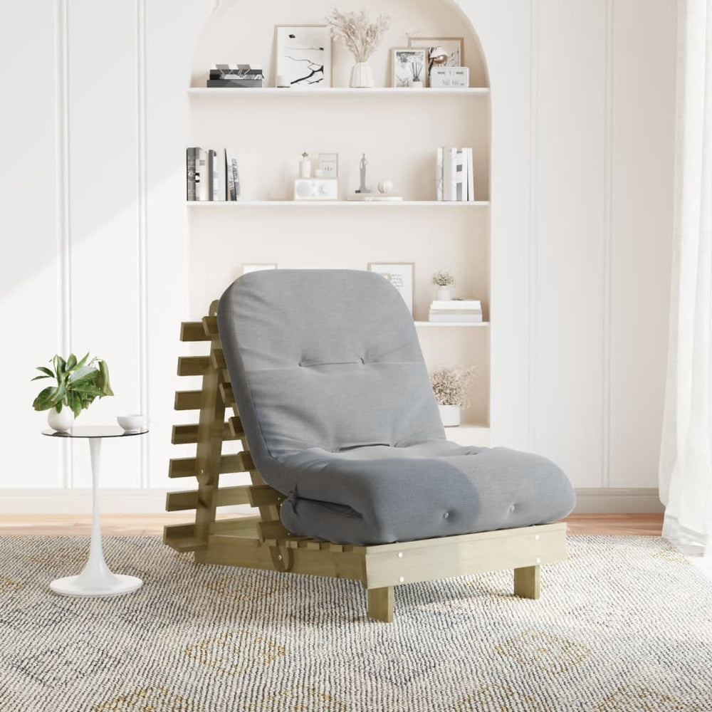 vidaXL Futon Sofa Bed with Mattress 70x206x11 Impregnated Pine Wood