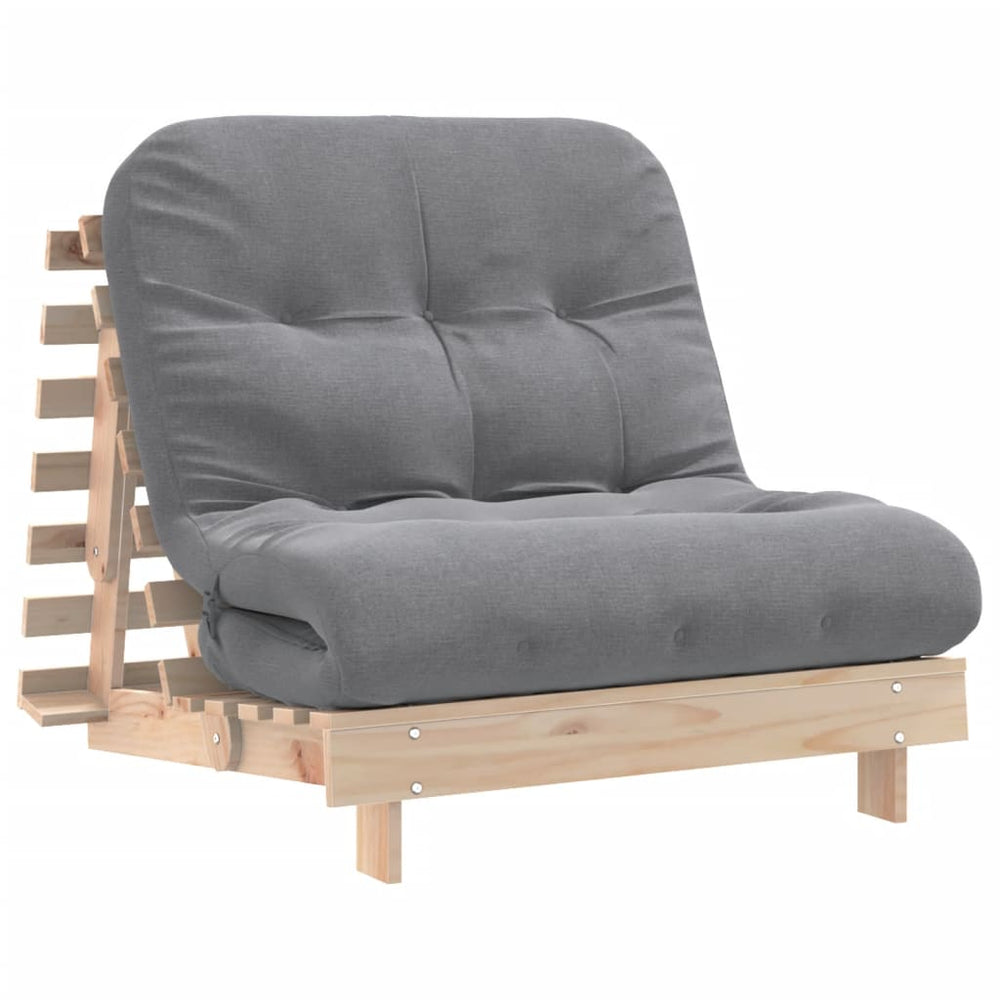 vidaXL Futon Sofa Bed with Mattress 80x206x11 cm Solid Pine Wood