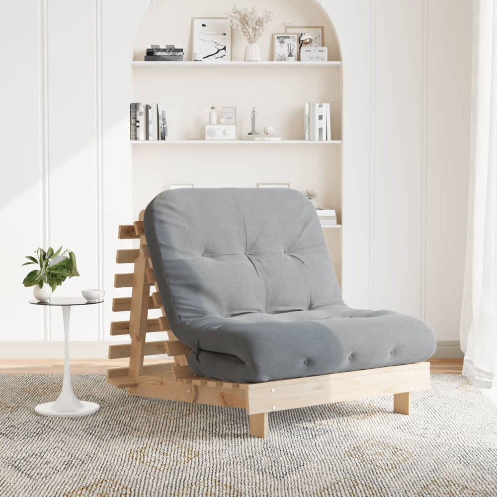 vidaXL Futon Sofa Bed with Mattress 80x206x11 cm Solid Pine Wood