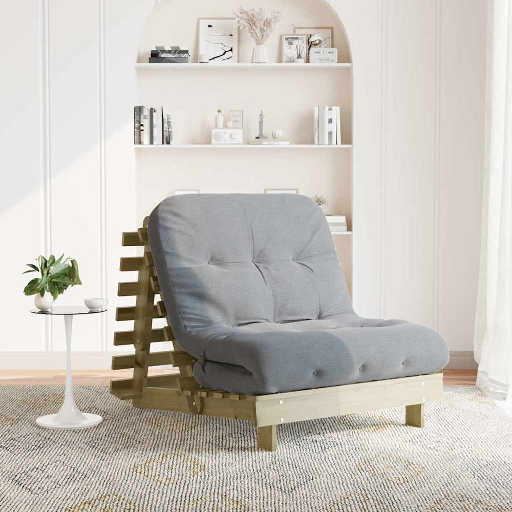 vidaXL Futon Sofa Bed with Mattress 90x206x11 Impregnated Pine Wood