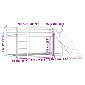 vidaXL Bunk Bed with Slide and Curtains Pink 90x200 cm