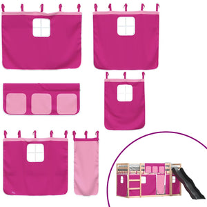 vidaXL Bunk Bed with Slide and Curtains Pink 90x200 cm