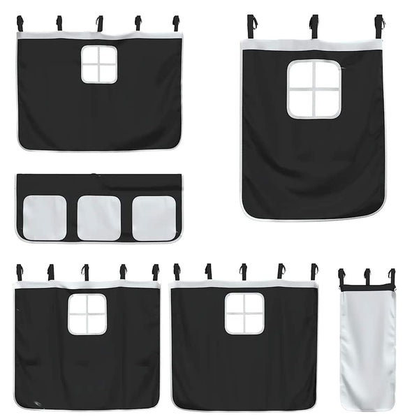 vidaXL Bunk Bed with Slide and Curtains White and Black 80x200 cm
