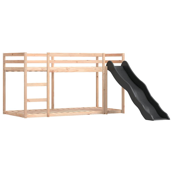 vidaXL Bunk Bed with Slide and Curtains White and Black 90x190 cm