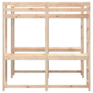 vidaXL Loft Bed with Desk & Ladder 180x200 cm Solid Pine Wood
