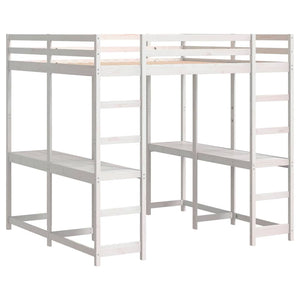 vidaXL Loft Bed with Desk & Ladder White 180x200 cm Pine Wood
