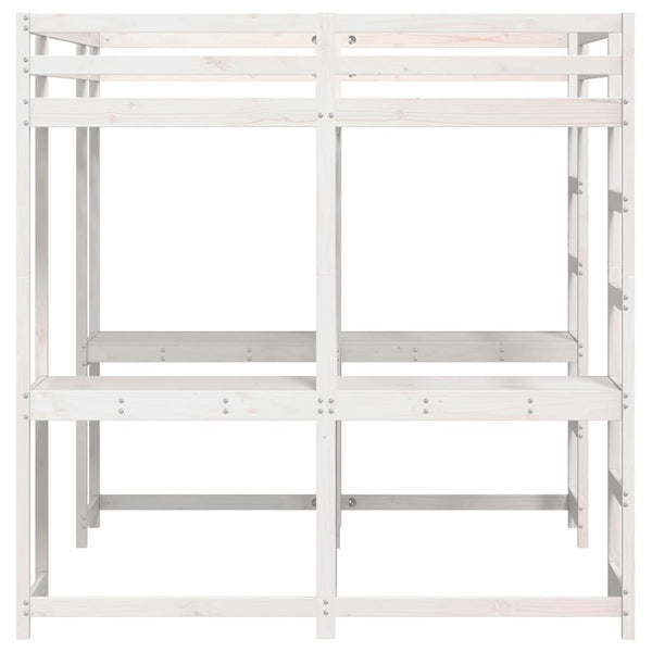 vidaXL Loft Bed with Desk & Ladder White 180x200 cm Pine Wood