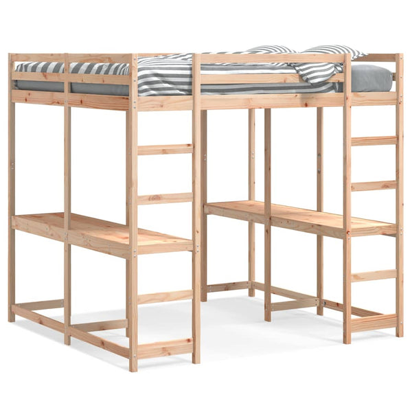 vidaXL Loft Bed with Desk & Ladder 160x200 cm Solid Pine Wood