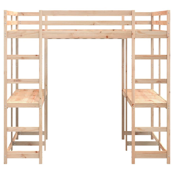 vidaXL Loft Bed with Desk & Ladder 160x200 cm Solid Pine Wood