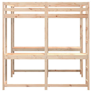 vidaXL Loft Bed with Desk & Ladder 160x200 cm Solid Pine Wood