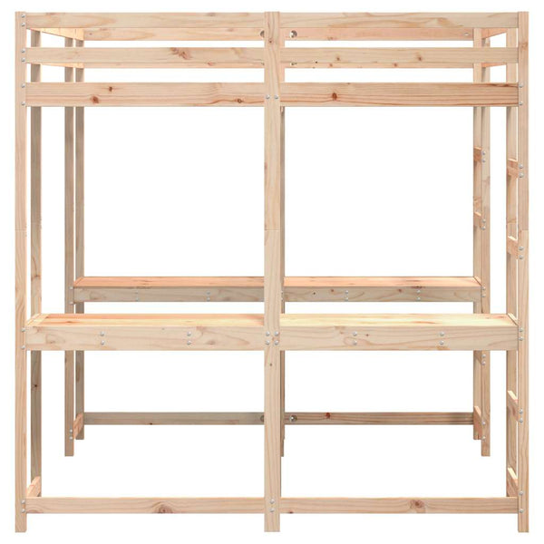 vidaXL Loft Bed with Desk & Ladder 160x200 cm Solid Pine Wood