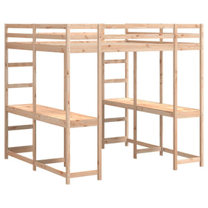 vidaXL Loft Bed with Desk & Ladder 160x200 cm Solid Pine Wood