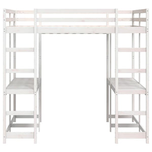 vidaXL Loft Bed with Desk & Ladder White 160x200 cm Pine Wood