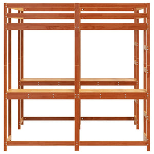 vidaXL Loft Bed with Desk & Ladder Brown 160x200 cm Pine Wood