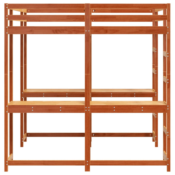 vidaXL Loft Bed with Desk & Ladder Brown 160x200 cm Pine Wood