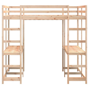 vidaXL Loft Bed with Desk & Ladder 140x200 cm Solid Pine