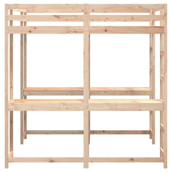 vidaXL Loft Bed with Desk & Ladder 140x200 cm Solid Pine