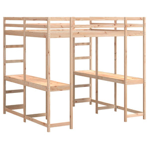 vidaXL Loft Bed with Desk & Ladder 140x200 cm Solid Pine