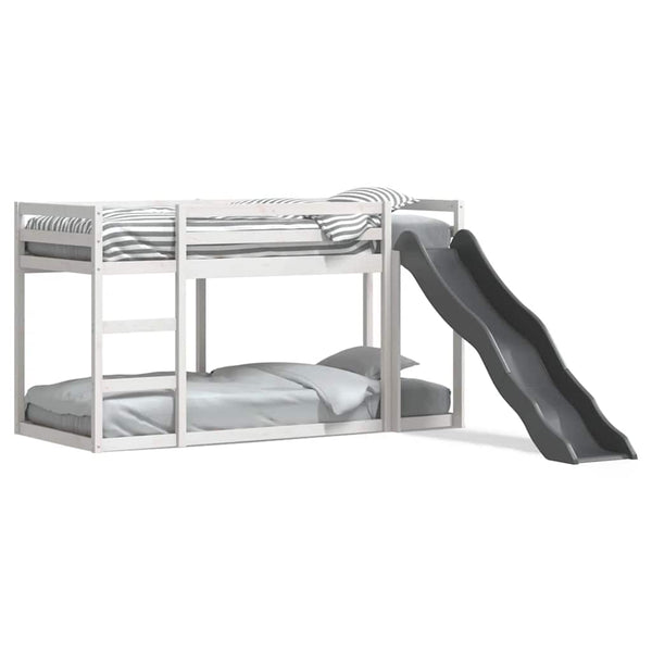 vidaXL Bunk Bed with Slide & Ladder White 80x200cm Solid Pine Wood