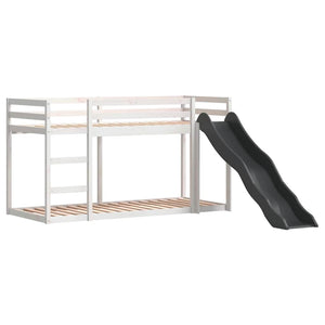 vidaXL Bunk Bed with Slide & Ladder White 80x200cm Solid Pine Wood