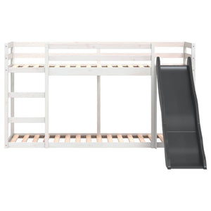 vidaXL Bunk Bed with Slide & Ladder White 80x200cm Solid Pine Wood