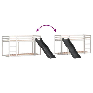 vidaXL Bunk Bed with Slide & Ladder White 80x200cm Solid Pine Wood