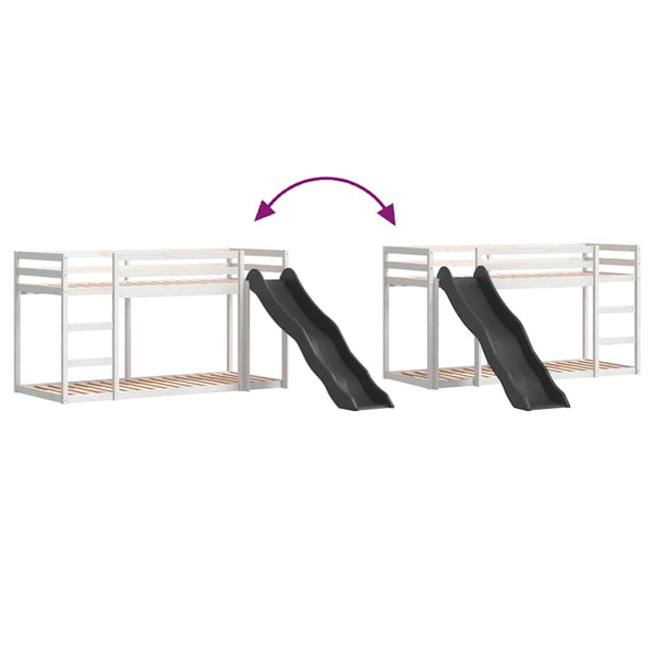 vidaXL Bunk Bed with Slide & Ladder White 80x200cm Solid Pine Wood