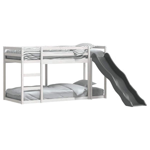 vidaXL Bunk Bed with Slide & Ladder White 90x200cm Solid Pine Wood