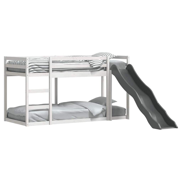 vidaXL Bunk Bed with Slide & Ladder White 90x200cm Solid Pine Wood