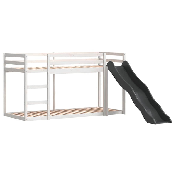 vidaXL Bunk Bed with Slide & Ladder White 90x200cm Solid Pine Wood