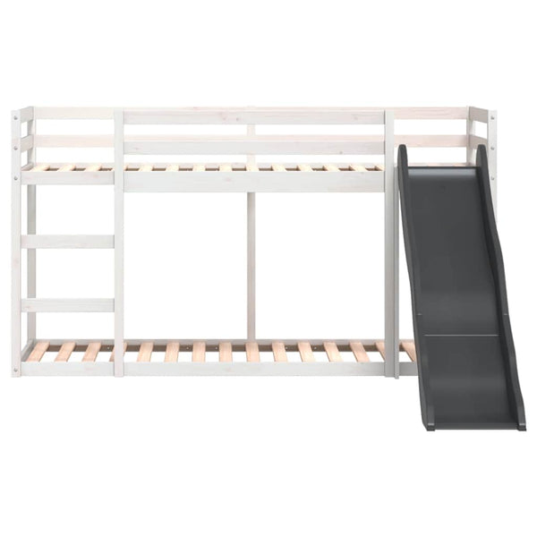 vidaXL Bunk Bed with Slide & Ladder White 90x200cm Solid Pine Wood