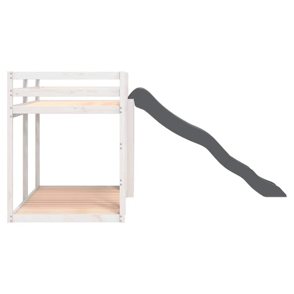 vidaXL Bunk Bed with Slide & Ladder White 90x200cm Solid Pine Wood