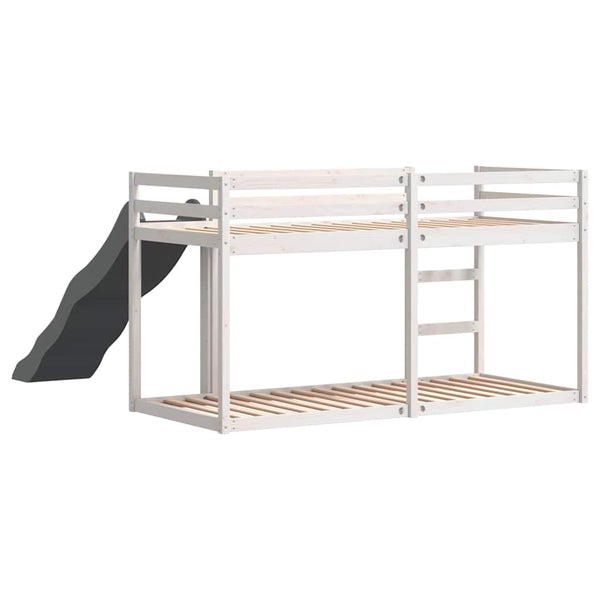 vidaXL Bunk Bed with Slide & Ladder White 90x200cm Solid Pine Wood