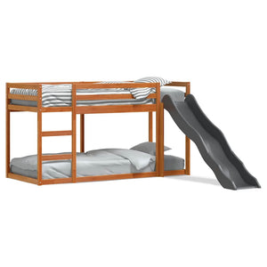 vidaXL Bunk Bed with Slide & Ladder Wax Brown 90x200cm Solid Pine Wood